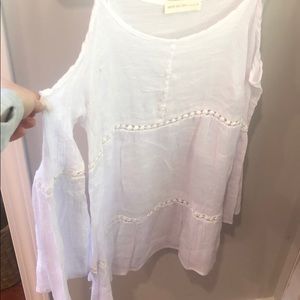 Cold shoulder white blouse
